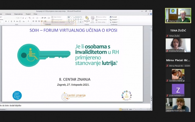 SOIH – Foruma virtualnog učenja o KPOSI - „Je li osobama s invaliditetom primjereno stanovanje u Republici Hrvatskoj lutrija?“ 